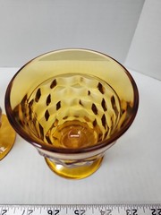Indiana Glass Whitehall Amber Cubist Footed Drinking Glasses Set of 2 – 12 oz.