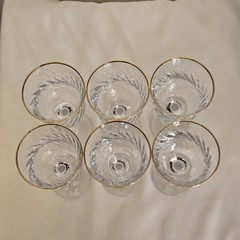 6 CRYSTAL CLEAR INDUSTRIES REGENT GOLD OPTIC GLASS WINE WATER GLASSES HOLIDAY