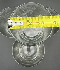 Set of 4 Low Ball Rocks Drinking Barware Glasses with Silver Overlay Pattern