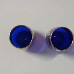 2-Piece Blue & Gold Decorated Round Glass Tumbler Glasses Set