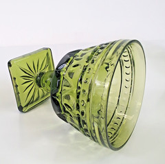 8 Indiana Glass Park Lane Wine Water Sherbet Dessert Goblets 70s Avocado Green