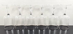 6 Noritake Rhythm Clear Water Goblets Set Vintage Platinum Trim Stemware Bar Lot