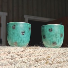 Gustavsberg Argenta pair of cups made in Sweden 1940s by Wilhelm Kåge