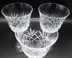 3 Galway Crystal Oranmore 7″ Wine Goblet / Glass – tiny chips