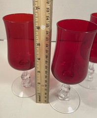 Lot of 3 Vintage Fostoria Crystal Distinction Ruby Wine Glasses