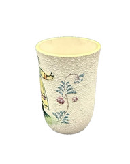 Vintage Hand Painted Textured Pennsylvania Dutch 6 Oz Ceramic Juice Tumblers