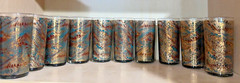 10 of Culver Highball 22k Gold Marbled Swirl Teal Tumbler Glasses MCM Barware