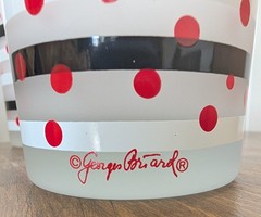 4 VTG Georges Briard Red Polka Dot Black & White Striped 12 Oz Frosted Glasses