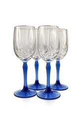 Vintage Lenox Cobalt Blue Art Deco Swag Drape Wine Glasses Gold Rim Set of 4