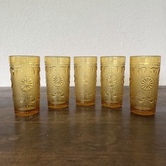 Vintage MCM Brockway American Concord Mini Amber Glasses Tumblers Retro Barware