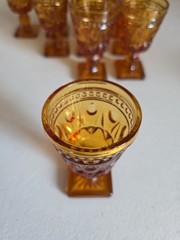 Vintage Indiana Glass Colony Park Lane Amber Water Goblets 5.5″ Set of 12
