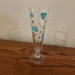 VTG Federal Glass Atomic Boomerang Amoeba Pilsner Gold & Turquoise MCM