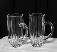 Set Of 2 MIKASA PARK LANE BEER STEIN MUG, Cut Lead Crystal 7″ Long