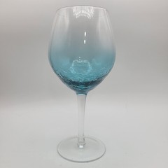 Pier 1 Teal Blue Crackle Balloon Stemmed Wine Glasses – 18 oz – Retired