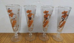 Vintage Mid Century Libbey Caribbean Calypso Frosted Pilsner Glasses Set of 4.