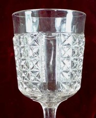 EAPG Goblet Daisy & English Hobnail Printed Clear Glass 1870s #121 As Is