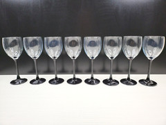 16 Pc Luminarc Domino Signature Black Wine Glasses Fluted Champagne France Lot