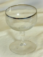 Double Platinum Ringed Rimmed Wine Glass 6 oz.