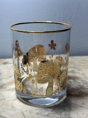 Retro design 70’s Style Mushroom cocktail glass gold trimmed