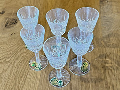 6 WATERFORD Lismore Crystal Cordial Liqueur Glasses 1990s WEDDING GIFT New NIB