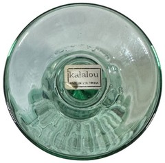 Beautiful ~KALALOU~ Handmade Wine Drinking Glass Green Recycled Glass. 8.5” Tall