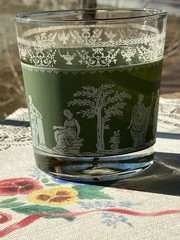 Jeanette Wedgewood Grecian Green Jasperware Glasses 3.15″ Diameter ~3.25″ Tall
