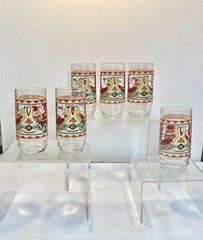 Vintage Southwestern Aztec Tumbler glasses Adobe New Mexico Set of 6