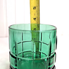 (4) Anchor Hocking Tartan Emerald Green Lowball Rocks Glasses Heavy Bottom 10oz