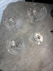 Vintage 50s-60s Cocktail/Champange Coupe Glasses-4. Thin Elegant Etched Glass