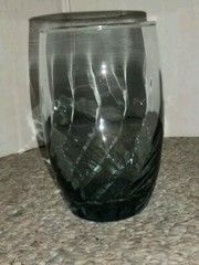 Vintage Libbey Swirl Pattern Juice 4.5 Inch Glass Tumbler Light Aqua Color