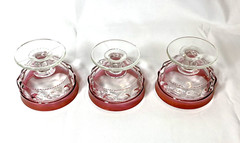 Tiffin Franciscan King’s Crown Champagne Coupe X3 Cranberry Ruby Flashed Glass