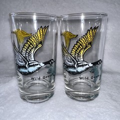 Vintage Pair Of 50’s Boscul Wild Geese Drinking Glasses Tumbler Weighted Bottom