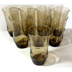 Vintage Libbey Apollo Tawny 5 3/8″ Tumblers MCM Brown Flared Glasses Set of 8