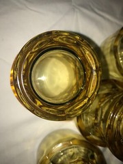 Set of 8 GEORGIAN HONEYCOMB Yellow GOLD Amber 8oz ROCKS GLASS Tumbler GOBLET 4″T