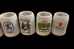 Vintage Beer Stein Mini Mug Set Of 7 Lowenbrau, Wurzburger, Oktoberfest, Etc