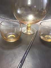 Dorothy Thorpe Brandy Snifer Margarita Martini Pitcher 2 Roly Poly Glasses Amber