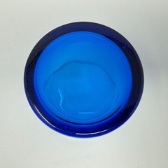 Peacock Blue Blown Glass Wine Glass Rinser 2-Spout Heavy Bottom