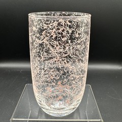 Mid Century 4 Highball Glasses Tumblers Pink Spaghetti Splatter Design Vintage