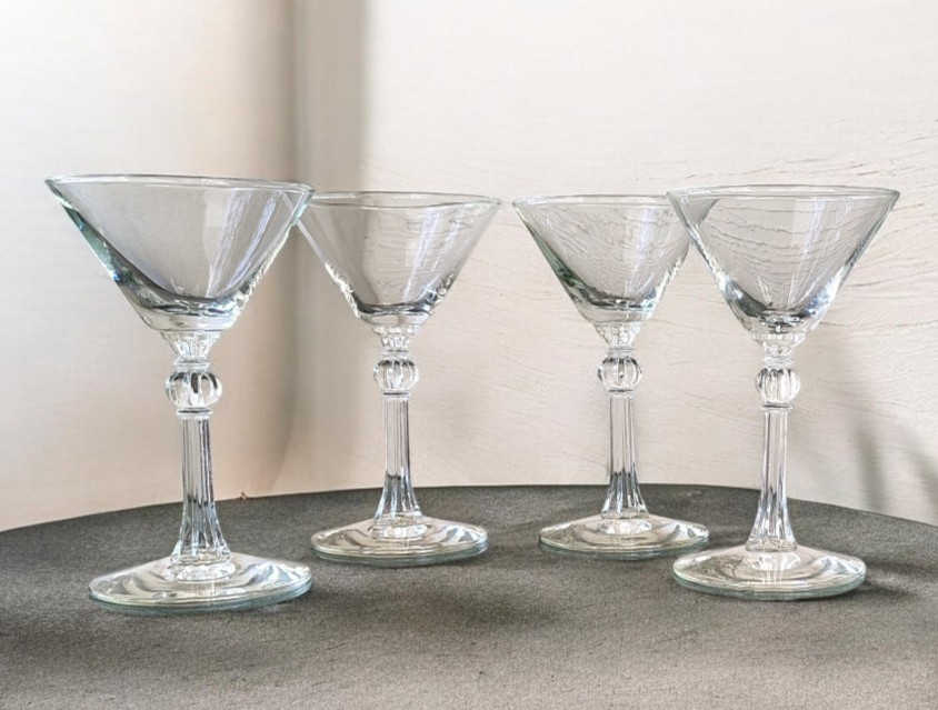 Set of 4 Vintage Libbey Stardust Clear 4 Oz Martini Glasses – Stem 3010 – Mint