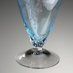 RARE Set of 7 Fostoria «June» Blue Etched Footed Iced Tea Glasses 5 3/4″