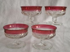 4 Vintage King’s Crown-Ruby Flashed champagne /sherbet glasses Tiffin-Franciscan
