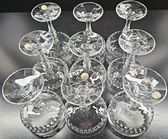 9) Schott Zwiesel Desiree Champagne Sherbet Set Vintage Crystal Cut Germany Lot