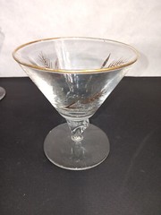 Vintage Libbey Gold Wheat Wine Cocktail Crystal Drinking Glasses Set of 6
