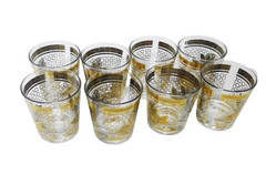 Set of 8 Vintage MCM Starlyte cocktail glasses S7T6 Lattice with Floral Pattern