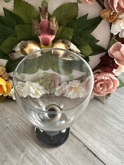 Blue Pottery Stem Wine Glass Goblet Artisan Signed 7.25 In