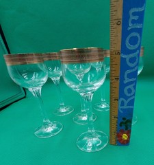 Vintage Bohemian Czech Art Deco Style Amber Sherry Liqueur Glasses Set Six