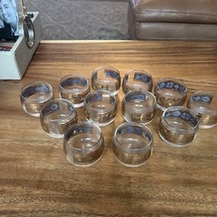 Set of 12 Culver Vito Bari Gold RolyPoly Coat of Arms & Fleur-de-lis Glasses Mcm
