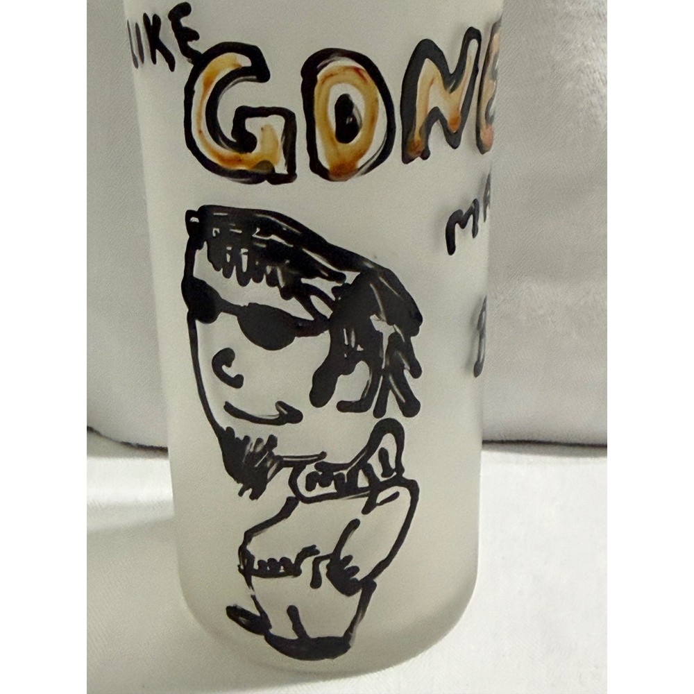 Beatnik Champ at Williams Lake 1959 quirky Frosted Glass Williams barware MCM