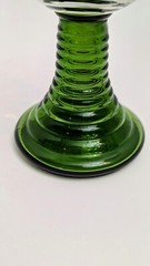 Vintage Green Stem Rib Beehive Etched Grape Glasses Gold Rim -2