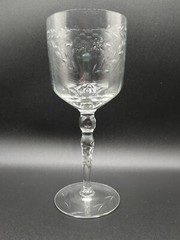 Glastonbury Lotus «Delores» Etch Wine Glass 7 5/8″ Vtg RARE Cut Base & Stem